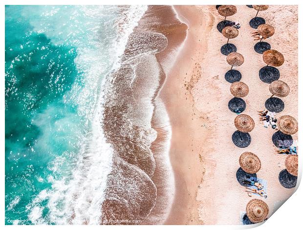 Ocean Print, Aerial Beach Print, Blue Teal Sea Print by Radu Bercan