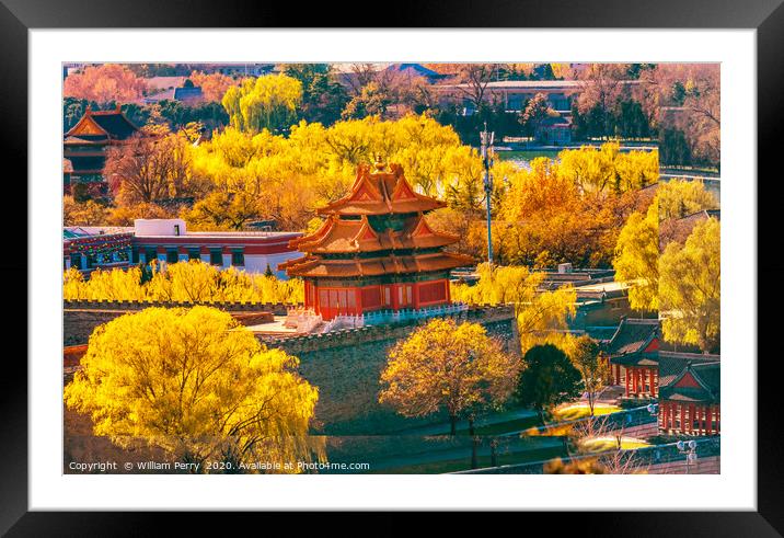 Arrow Tower Forbidden City Palace Beijing China Framed Mounted Print by William Perry