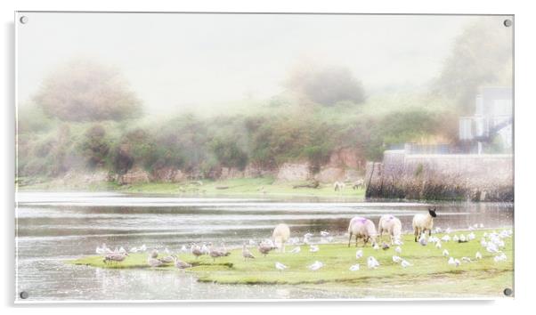 Ogmore Estuary Acrylic by Roger Daniel