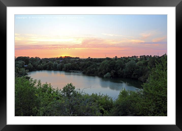 Newbold Quarry Sunset Framed Mounted Print by Avril Harris