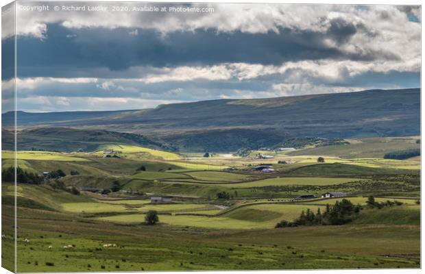 Sunshine and shadows on Upper Teesdale Canvas Print by Richard Laidler