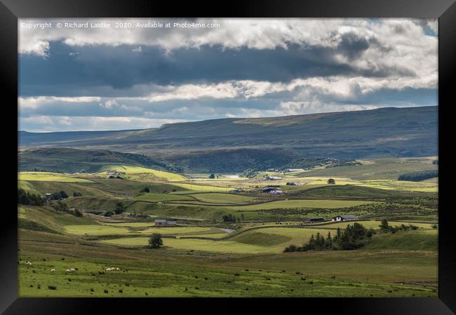 Sunshine and shadows on Upper Teesdale Framed Print by Richard Laidler