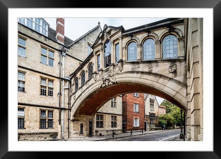 New College Lane and Bridge of Sighs in Oxford Framed Mounted Print by Juan Jimenez