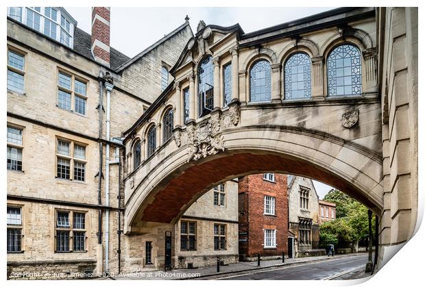 New College Lane and Bridge of Sighs in Oxford Print by Juan Jimenez