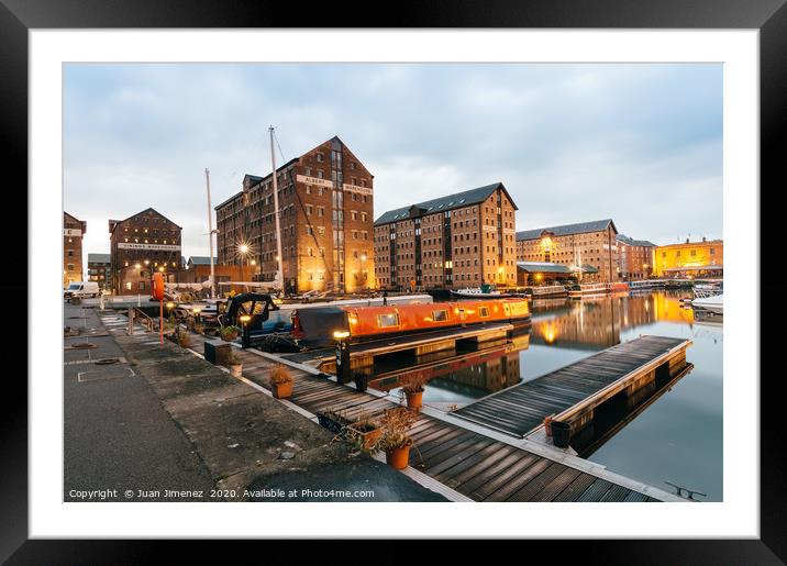 Gloucester Docks at dusk Framed Mounted Print by Juan Jimenez