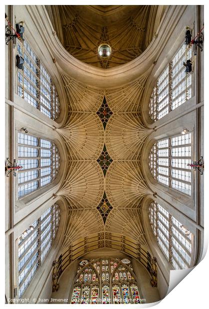 Bath Cathedral vaults Print by Juan Jimenez