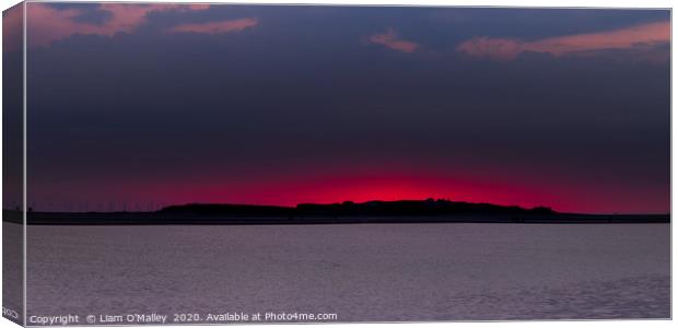 Hilbre Island Sunset Pink Fire Canvas Print by Liam Neon