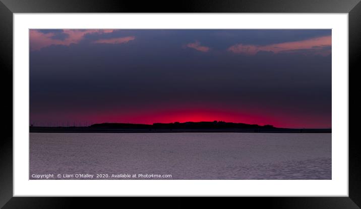 Hilbre Island Sunset Pink Fire Framed Mounted Print by Liam Neon