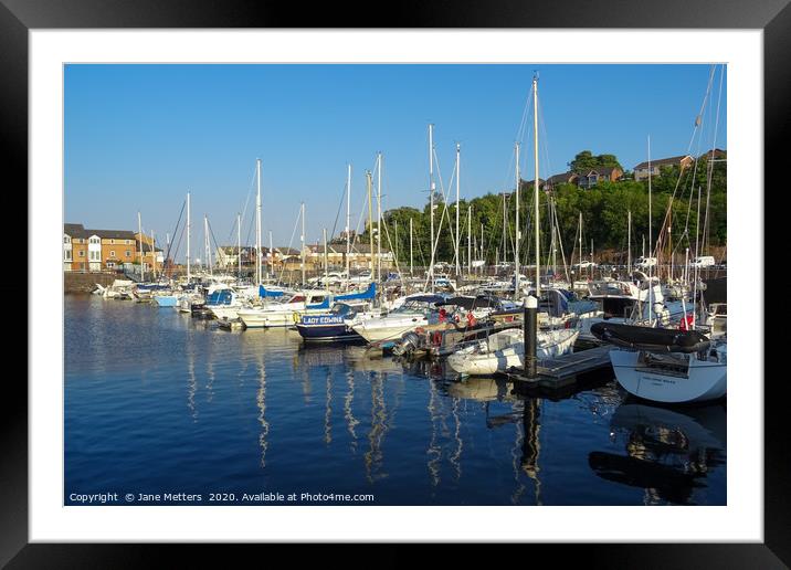 Reflections in the Marina Framed Mounted Print by Jane Metters