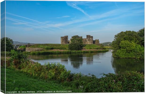 Caerphilly Castle Moat Canvas Print by Jane Metters