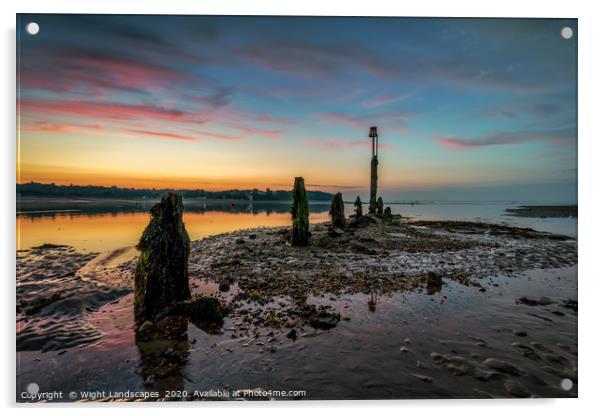 Silver Sands Sunset Bembridge Acrylic by Wight Landscapes