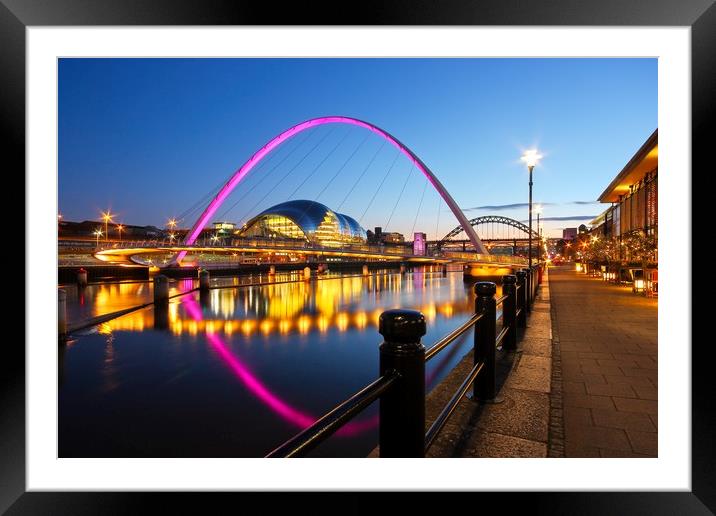Tyne Bridges, Newcastle-Gateshead at Dusk Framed Mounted Print by Rob Cole