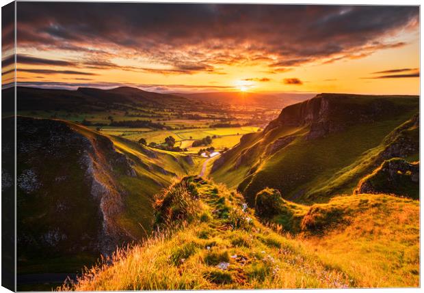 A Derbyshire sunrise from Winnats Pass  Canvas Print by John Finney