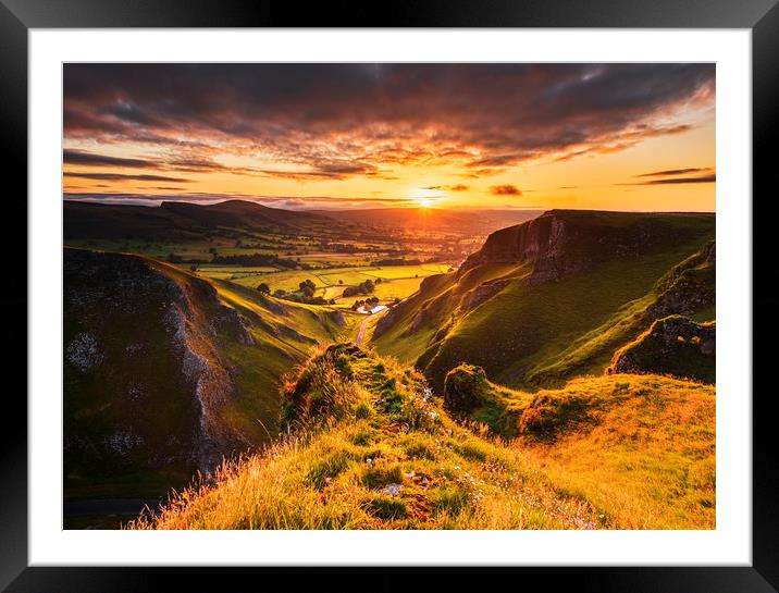 A Derbyshire sunrise from Winnats Pass  Framed Mounted Print by John Finney