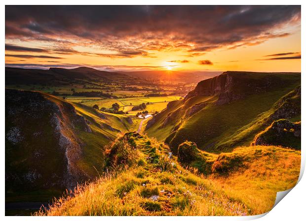 A Derbyshire sunrise from Winnats Pass  Print by John Finney