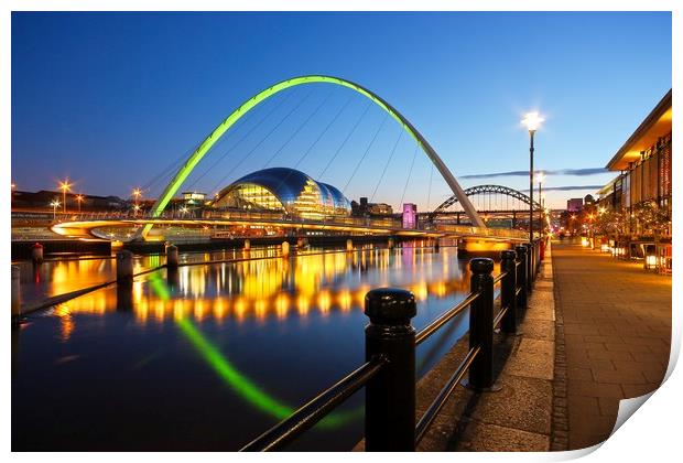 Tyne Bridges, Newcastle-Gateshead at Dusk Print by Rob Cole