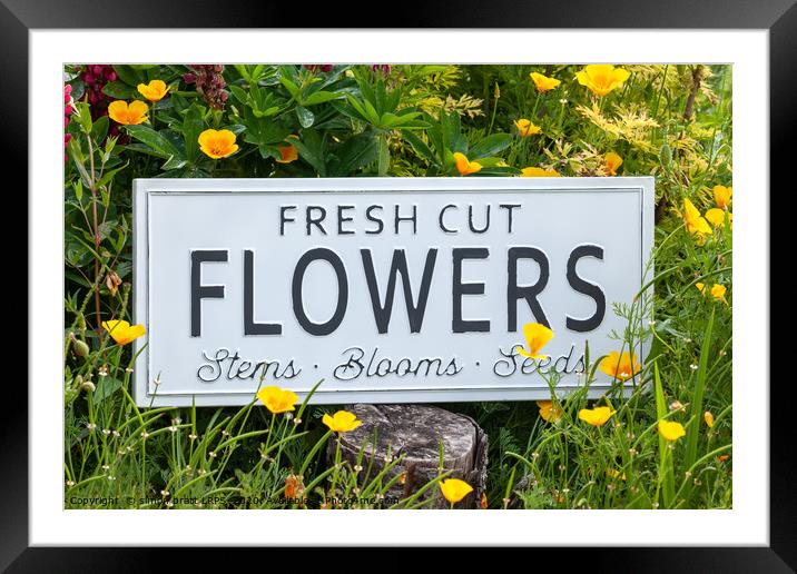 Garden flowers with fresh cut flower sign 0770 Framed Mounted Print by Simon Bratt LRPS