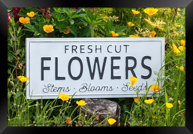 Garden flowers with fresh cut flower sign 0770 Framed Print by Simon Bratt LRPS