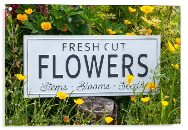 Garden flowers with fresh cut flower sign 0770 Acrylic by Simon Bratt LRPS