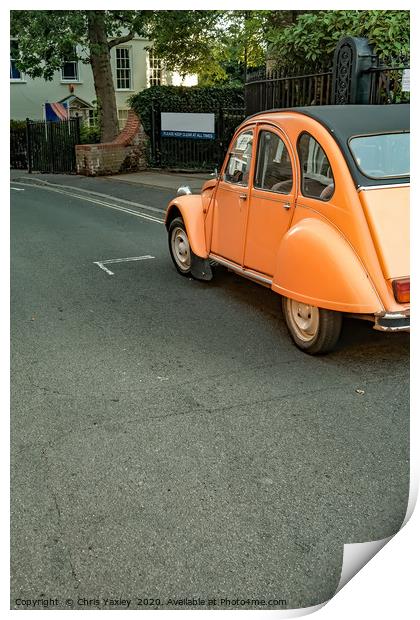 Classic Citroen 2CV car parked up in Norwich Print by Chris Yaxley