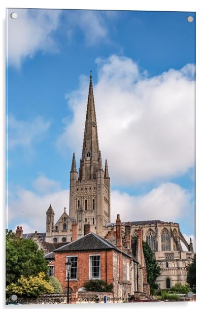 Norwich Cathedral captured from Cathedral Close Acrylic by Chris Yaxley