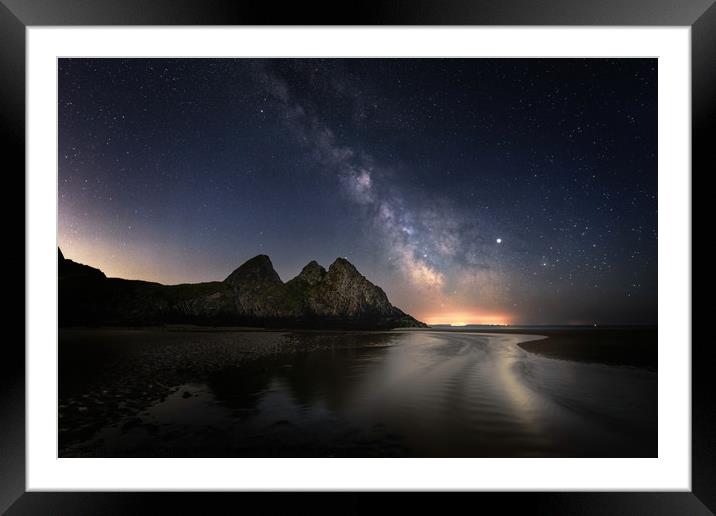 Stream to the Stars - Three Cliffs Bay Framed Mounted Print by Karl McCarthy