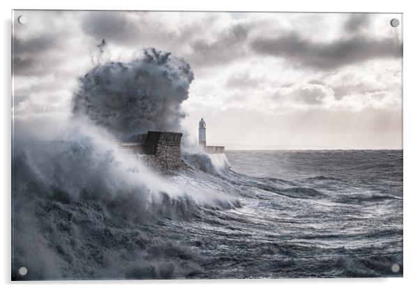 Stormy Seas at Porthcawl Acrylic by Karl McCarthy