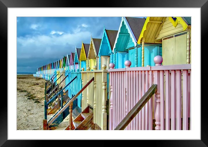 Pastel Beach Huts  Framed Mounted Print by Alistair Duncombe