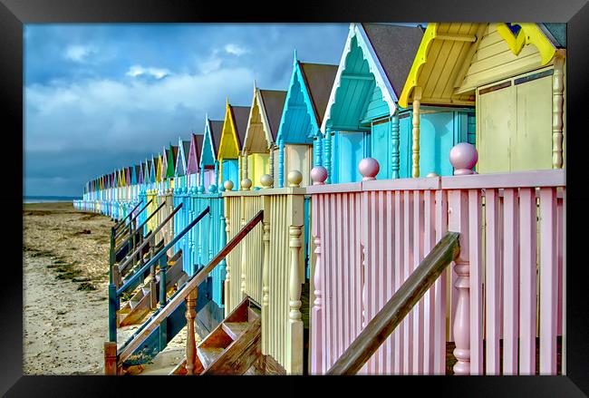 Pastel Beach Huts  Framed Print by Alistair Duncombe