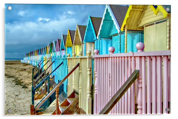 Pastel Beach Huts  Acrylic by Alistair Duncombe