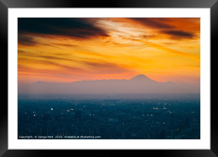 Tokyo sunset Framed Mounted Print by Sanga Park