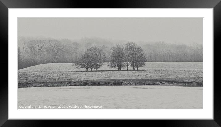 Foggy Winters Morning by the Lake  Framed Mounted Print by James Aston