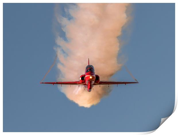 RAF Red Arrow's jet - head on Print by Andrew Scott