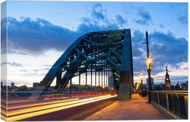 Tyne Bridge Traffic Trails, Newcastle, Tyne and We Canvas Print by Rob Cole