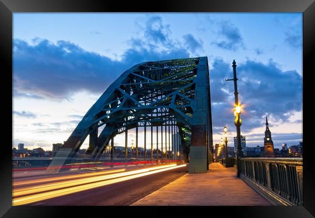 Tyne Bridge Traffic Trails, Newcastle, Tyne and We Framed Print by Rob Cole