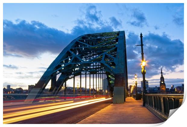 Tyne Bridge Traffic Trails, Newcastle, Tyne and We Print by Rob Cole