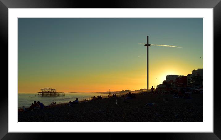Sunset on Brighton Beach Framed Mounted Print by Paul Huddleston