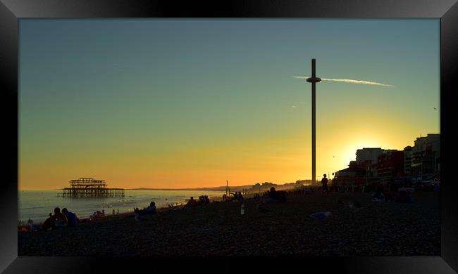 Sunset on Brighton Beach Framed Print by Paul Huddleston