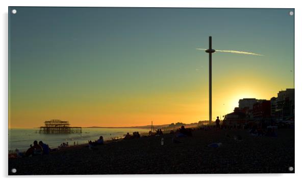 Sunset on Brighton Beach Acrylic by Paul Huddleston