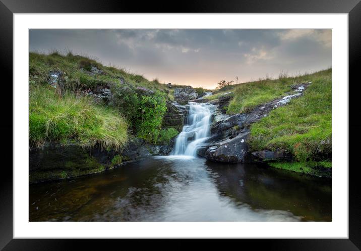 Waterfall at sunset Framed Mounted Print by Leighton Collins