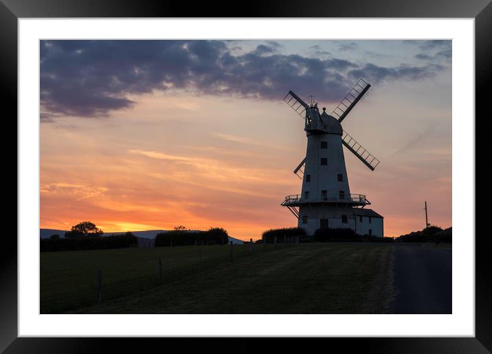 Llancayo windmill at sunset Framed Mounted Print by Paul Huddleston