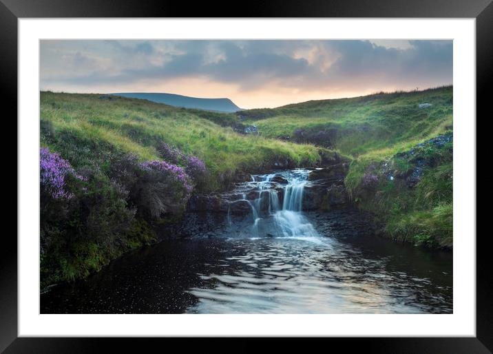 Brecon Beacons waterfall Framed Mounted Print by Leighton Collins