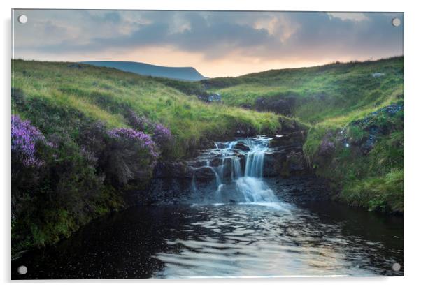 Brecon Beacons waterfall Acrylic by Leighton Collins