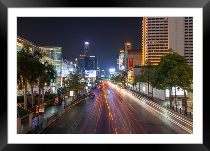    Ratchadamri Road at night. Bangkok, Thailand Framed Mounted Print by Svetlana Radayeva