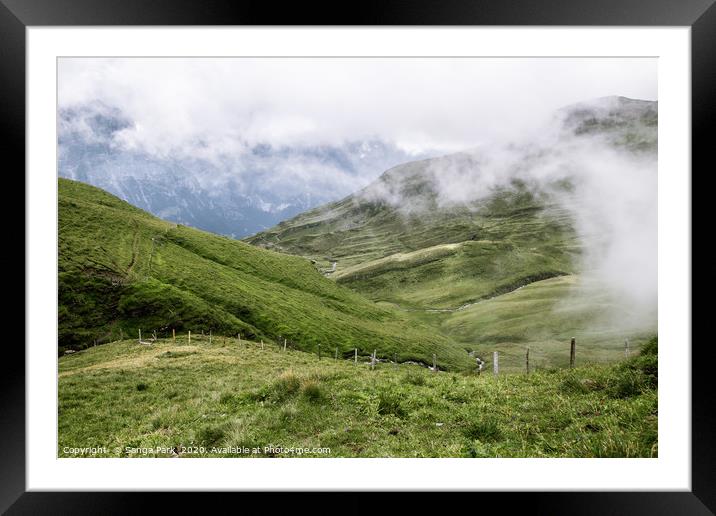 Swiss Alps mountain First Framed Mounted Print by Sanga Park