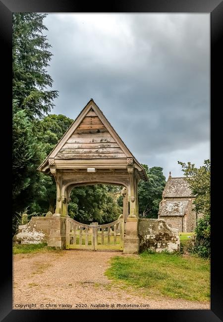 Lychgate entrance to St Benedict's Church, Horning Framed Print by Chris Yaxley