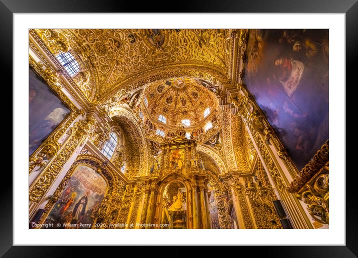 Templo Santa Domingo Church Chapel Rosary Puebla M Framed Mounted Print by William Perry
