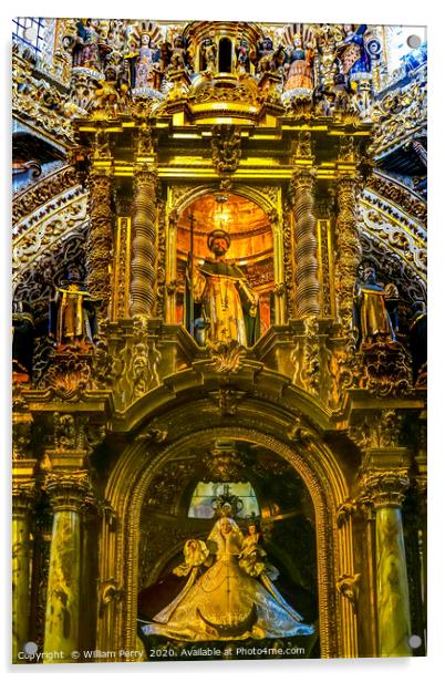 Chapel Rosary Santa Domingo Church Puebla Mexico Acrylic by William Perry