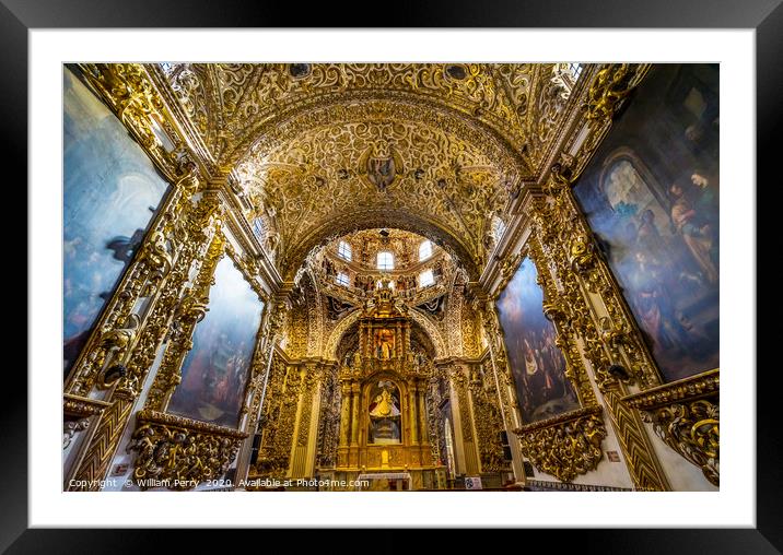 Templo Santa Domingo Church Chapel Rosary Puebla M Framed Mounted Print by William Perry