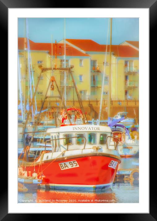 Red Fishing Boat In Ardrossan Harbour Framed Mounted Print by Tylie Duff Photo Art